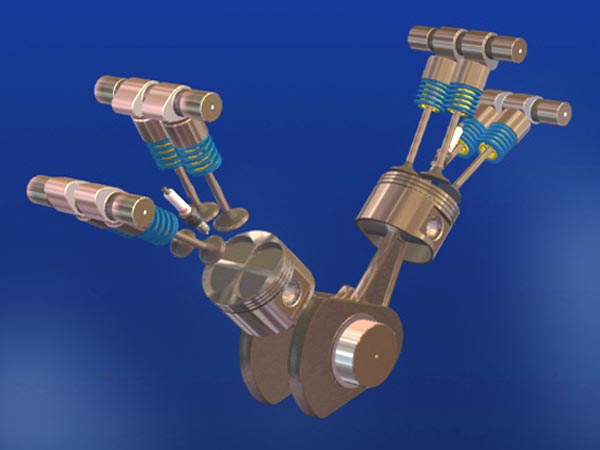 Computer Animation Ford Cosworth V8 Engine