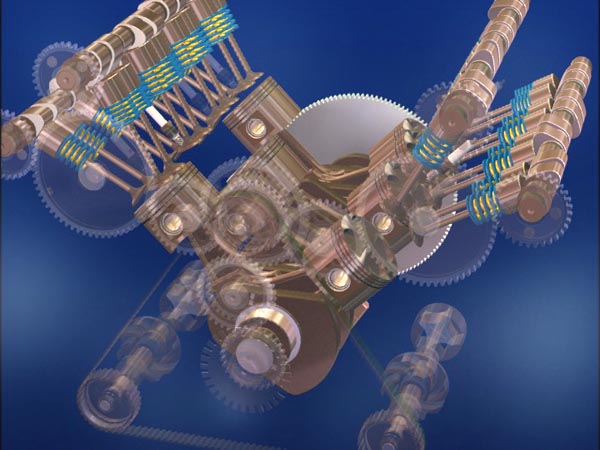 Computer Animation Ford Cosworth V8 Engine